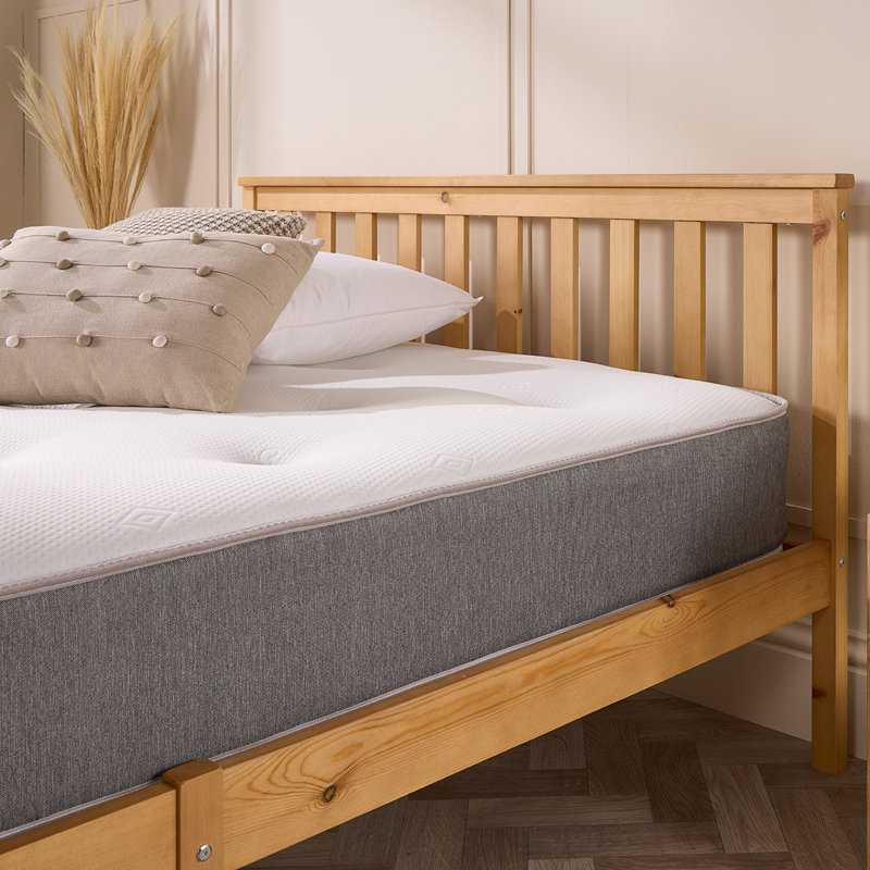 Aadi Solid Wood Shaker Bed Frame, Small Double (4'), Full Natural