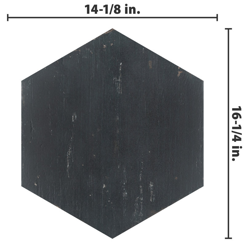 Retro Hex 14" x 16" Porcelain Wood Look Wall & Floor Tile