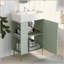 Meuble-lavabo vert 21,6 po, armoire combinée, meuble de rangement pour salle de bain, lavabo simple en céramique, rangement à gauche
