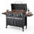Large Charcoal Grill with Adjustable Charcoal Trays, Cast Iron Grates, Built-In Chimney & Foldable Side Tables