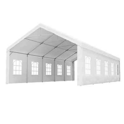 Carport Canopy 16X32 Heavy Duty, Portable Metal Carport Garage With Removable Waterproof Cover & Sidewalls, All Weather Outdoor Shelter For Cars, Trucks, Vehicles & Equipment