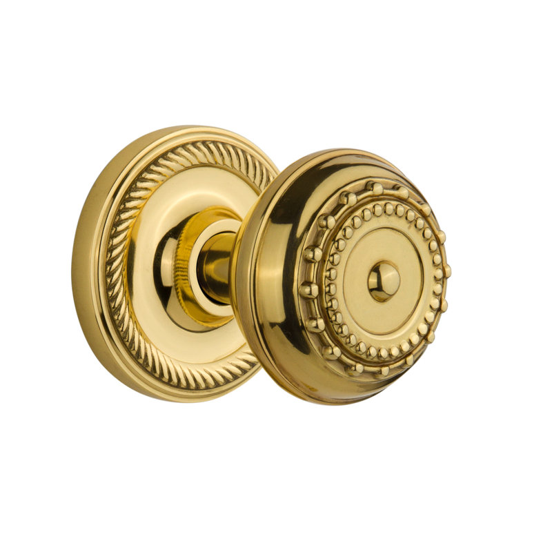 Rope Rosette with Meadows Door Knob, Polished Brass, 2-3/4”