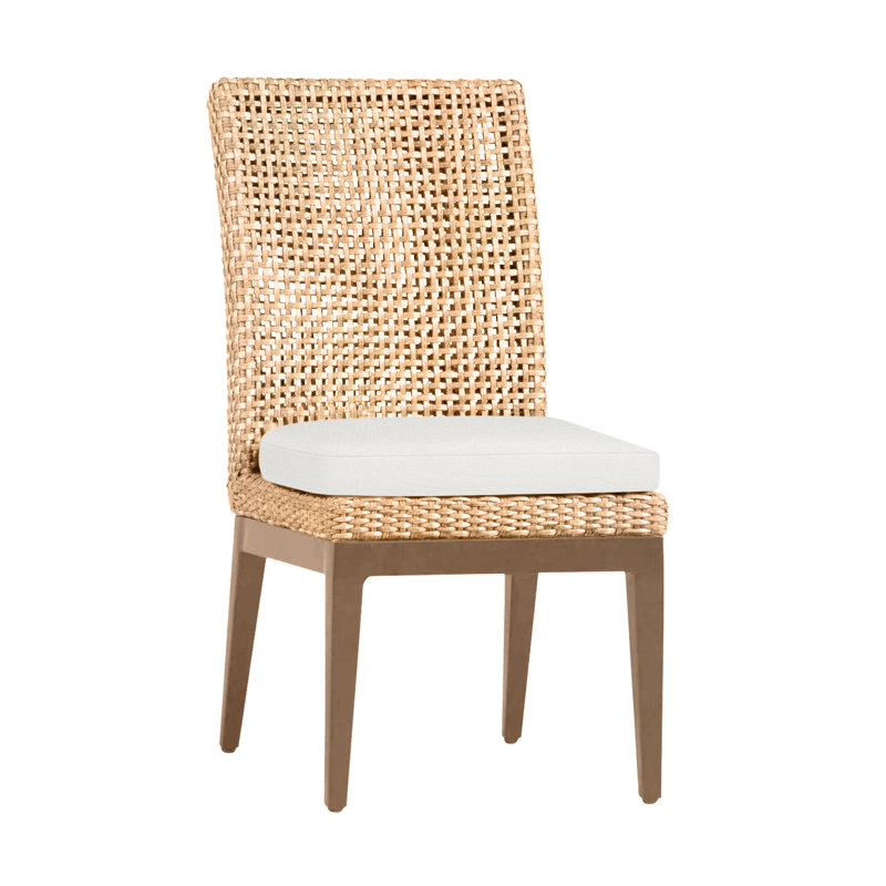 Chaise d'appoint d'extérieur en résine et osier Pen-pena N-Dura, Pas de soudure, Raphia / bois de santal