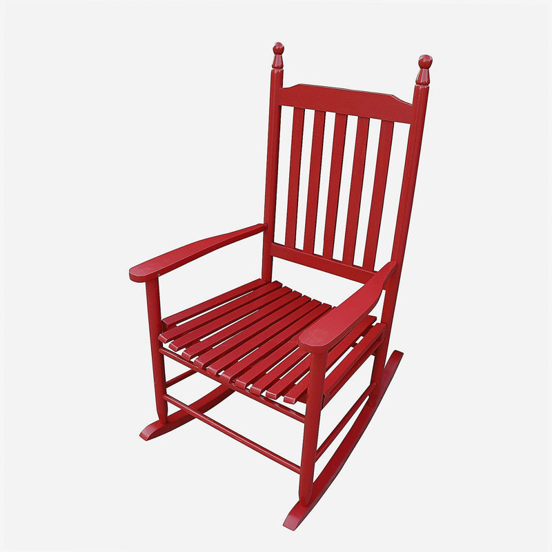 Chaise berçante en bois rose rouge, Rose rouge