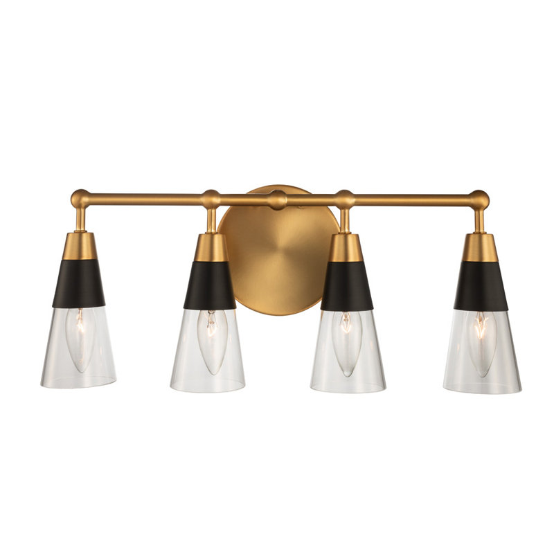 Ponti 4 LT Matte Black w/ New Brass Vanity Light Kalco