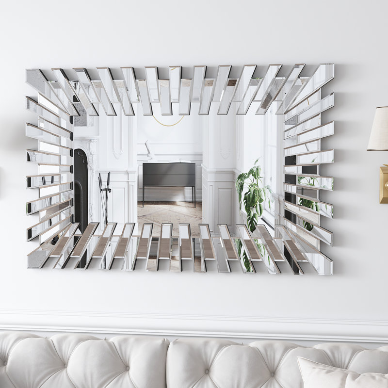 Freelon Sunburst Decorative Rectangle Wall Mirror, 39.4" x 26"
