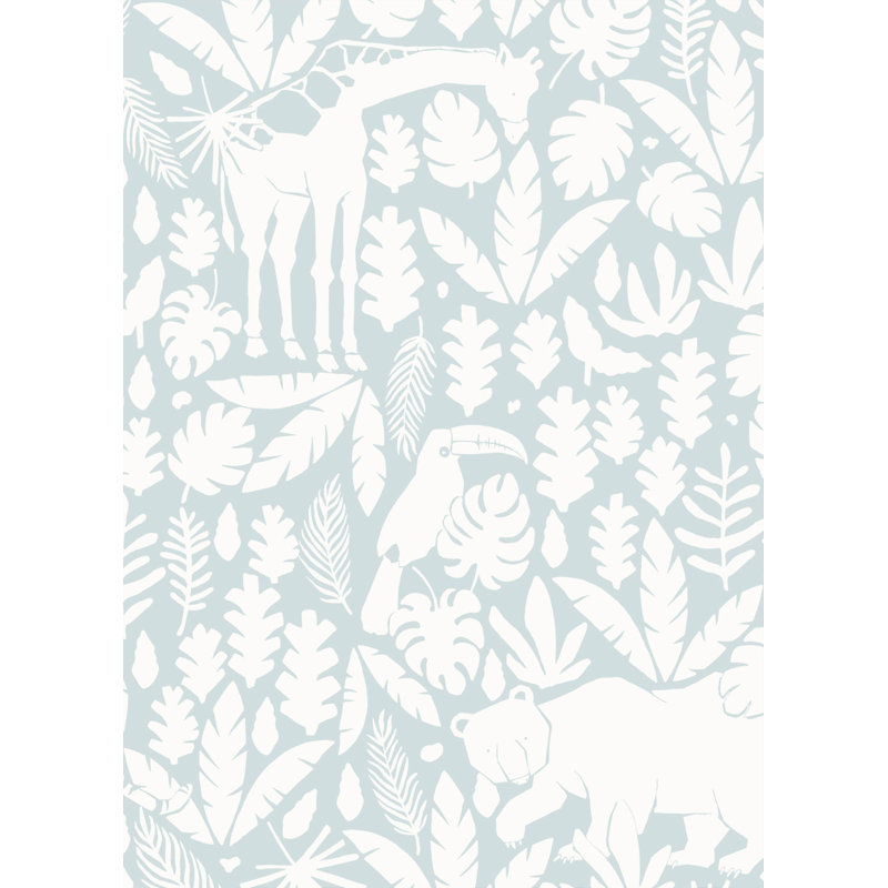 Papier peint adhésif Jungle Animals, Bleu clair