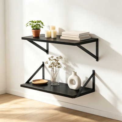 Deep Floating Shelves Set of Two, Wide Wall Shelves for Books and Decor, Rustic Wooden Shelves for Living Room, Kitchen, and Bathroom