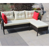 Wicker Ratten Sectional Sofa With Seat Cushions