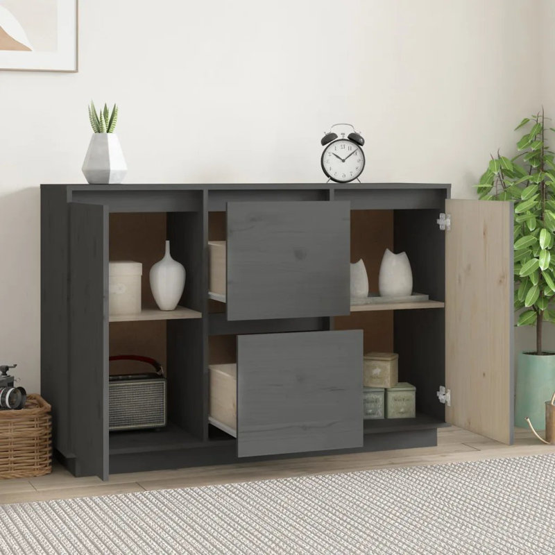 Mansooreh 111cm Solid Wood Sideboard, Grey