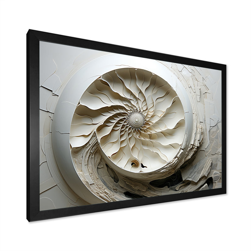 «Abstract Snails Nautilus II», reproduction sur toile, H 12 po x l 20 po x P 1 po, Cadre simple noir