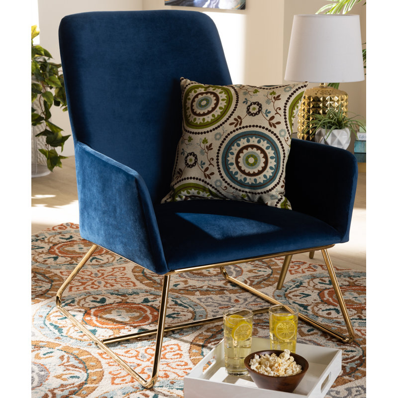 Fauteuil en polyester de 26,38 po de large Kulan, Bleu marine