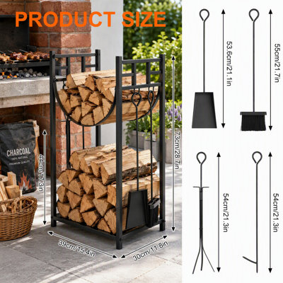 5 Pieces Firewood Rack with Gloves
