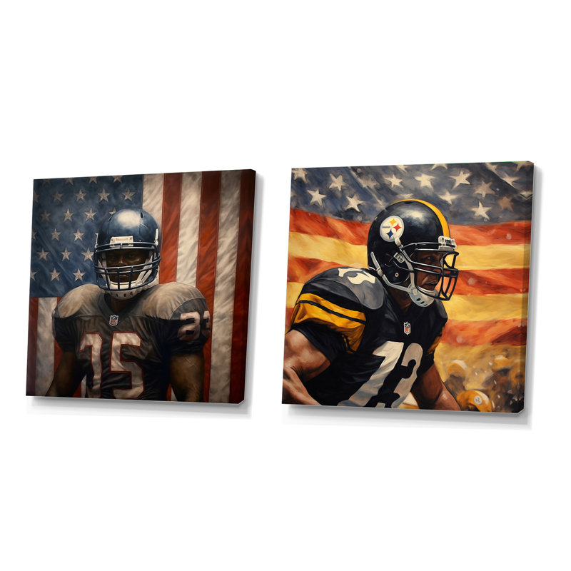 Joueur de football Patriot, H 36 po x l 73 po, Toile tendue