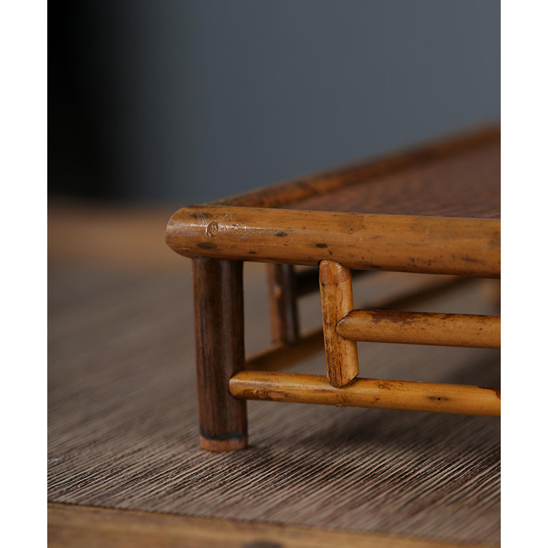 Vintage Elegance · Handmade Hammer Patterned Copper Tea Table | Bamboo Teapot Tray | Household Dry Brewing Plate And Tea Set Storage Plate