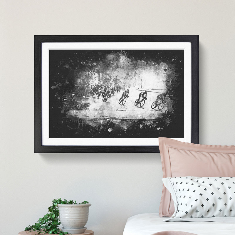 Tour de France Cycling - Picture Frame Graphic Art Print, 24cm H x 33cm W x 2cm D, Black Framed