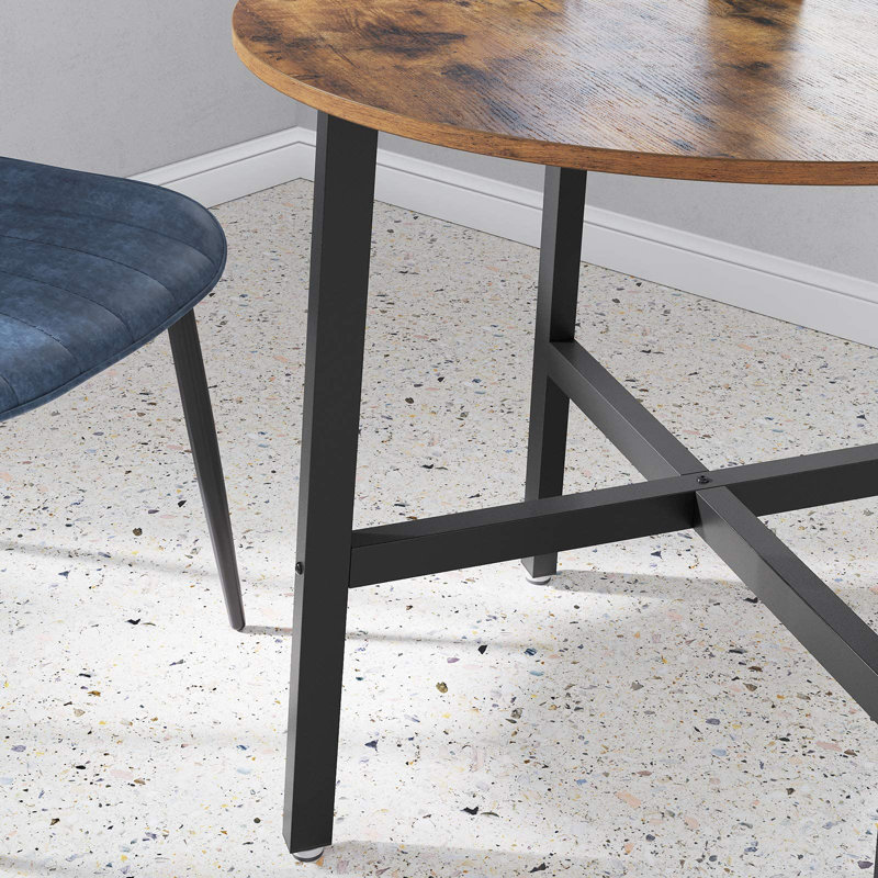 Brillion Round Metal Base Dining Table, Rustic Brown