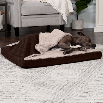 Berber and Suede Blanket Top Cooling Gel Top Dog Bed Pillow
