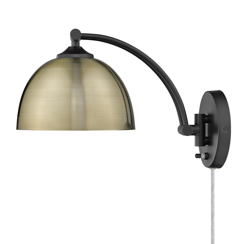Felecia Steel Swing Arm Sconce, Aged Brass, Matte Black