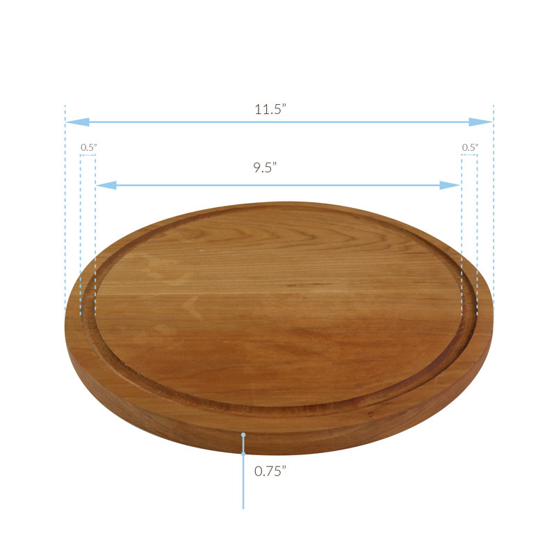 Natural Cherry Round Cutting Board with Juice Groove