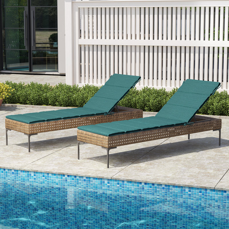 Latitude Run® Outdoor Seat/Back Cushion, Malachite Green, 21" W x 72" D