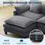 Canapé modulaire modulaire, canapé en velours côtelé avec repose-pieds mobile, coussins décoratifs-563346
