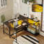 L-shaped Computer Desk with Power Outlet, Gaming Desk with Monitor Stand and Shelves-253711374-256113287