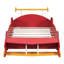 Lit de voiture de course rouge équipé de roues rouges - Le confort et le style combinés avec des roues réduisent les perturbations-733736985-733736984