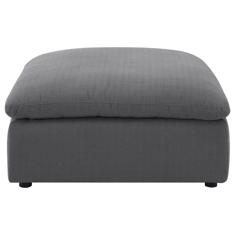 Hobo Square Ottoman, Charcoal Grey Fabric, Foam Cushions, 40 Inch