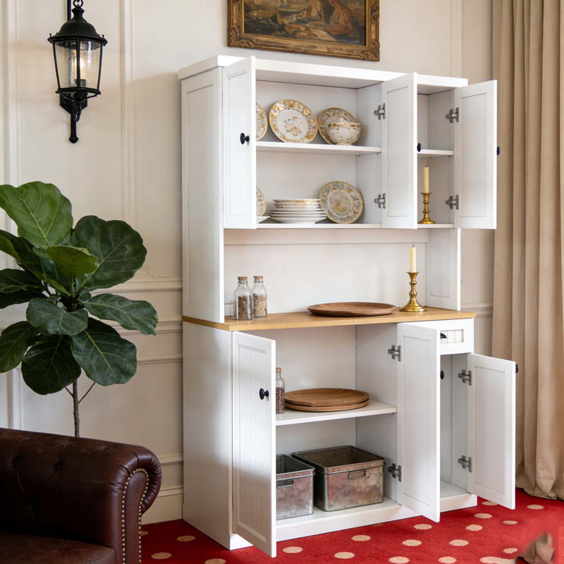 Armoire de rangement sur pied 71 po, Noir, Blanc