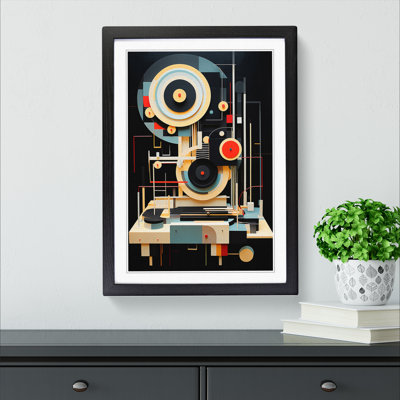 XYZ-FRM-V1223-5427 Record Player Dadaism - Single Picture Frame Print on Wood