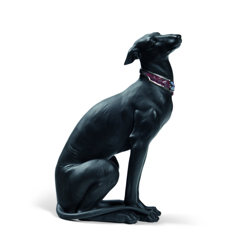 Attentive Greyhound Figurine, Black