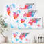 Carte du monde en rose et bleu - Impression sur toile-59283194-59365527