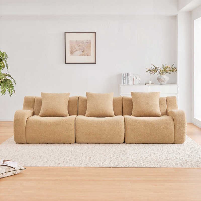 Canapé modulaire modulaire avec tissu en peluche de qualité supérieure, aucun assemblage requis, et accoudoirs courbés pour un confort ultime