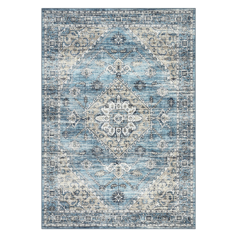 Elegant Oriental Machine Washable Rug with Rubber Anti-Slip Backing Ideal for Living Room, Dining Room, Bedroom, Office & Playroom