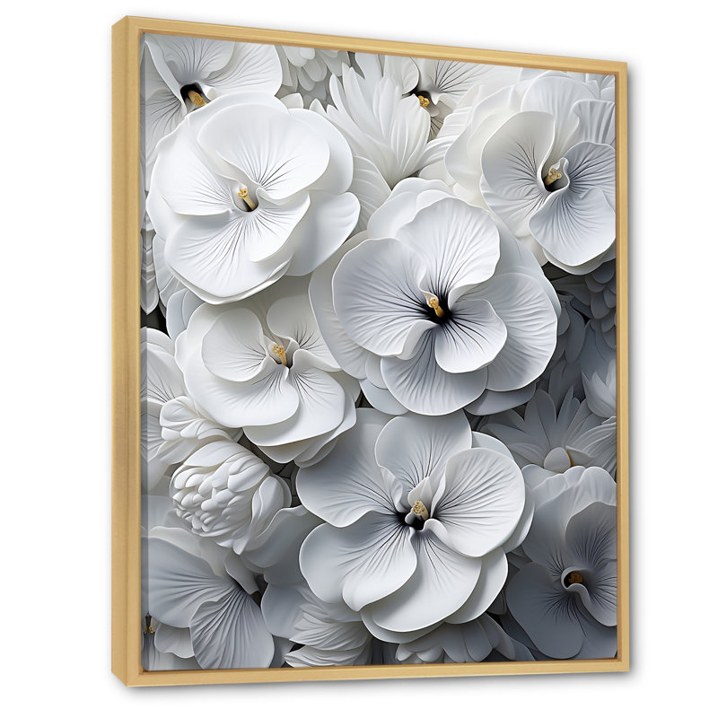 Pensées blanches élégantes, Cadre naturel flottant, H 32 po x l 16 po x P 1 po