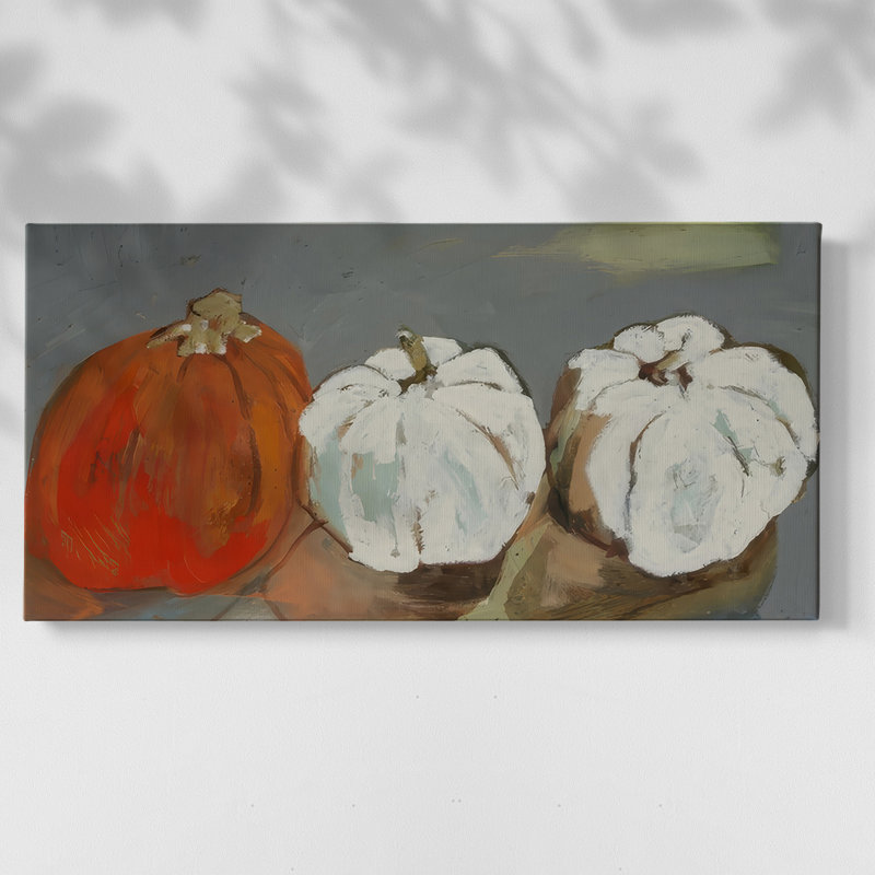 «One Orange, Two White», toile tendue avec châssis encadré, prête à être accrochée, H 21 po x l 41 po, Doré