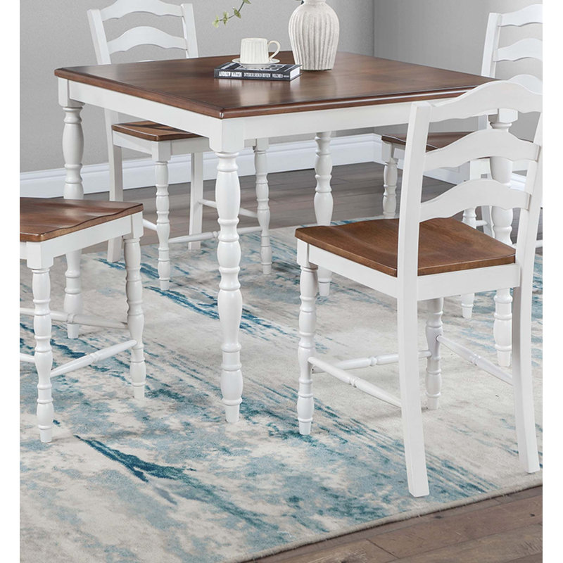 5-Pc Counter Height Dining Set Dining Table 4 X Chairs Wood Grain Look Table Top Classic Dining Room