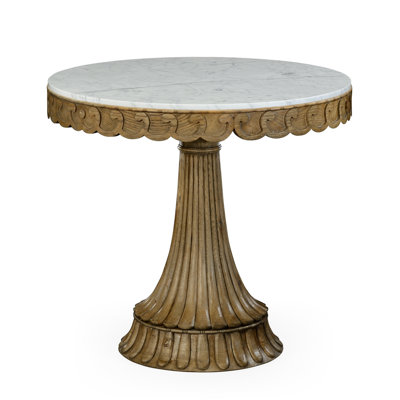 William Yeoward Round Marble Top Solid Wood Base Dining Table