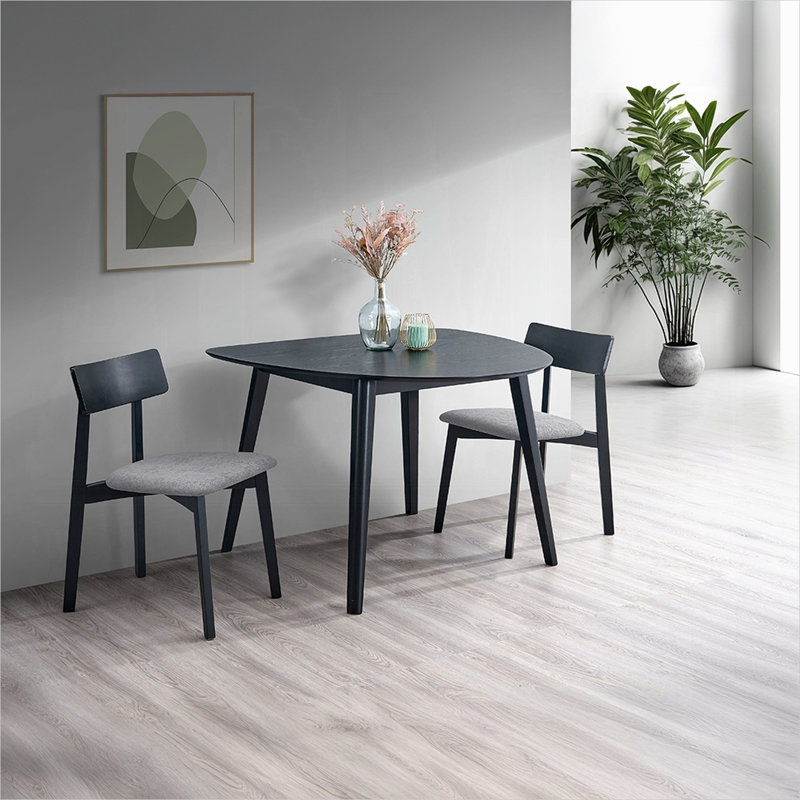 Table de salle à manger contemporaine à finition noire 1 pièce