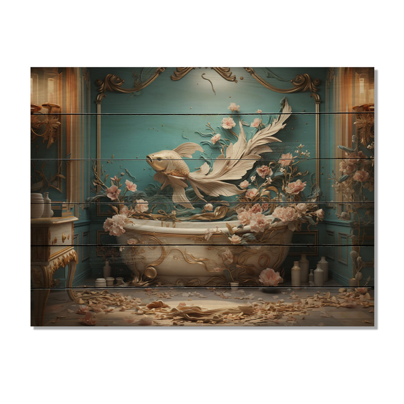 «Bathroom Bathroom Art Deco I» sur impression sur bois, H 10 po x l 20 po x P 0,78 po
