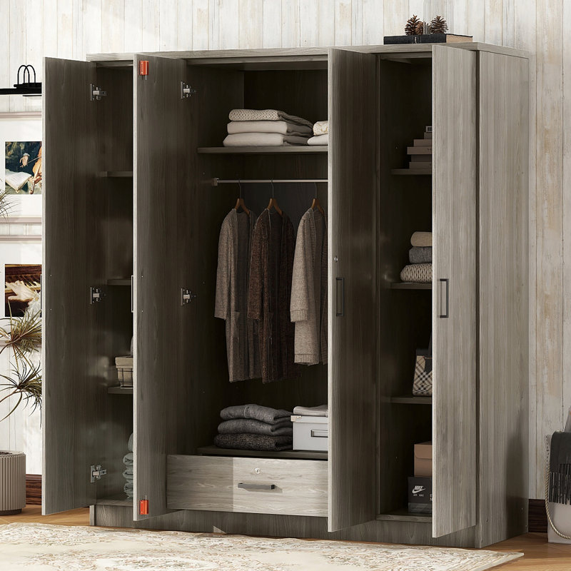 Armoire 4 portes avec 1 tiroir, Gris