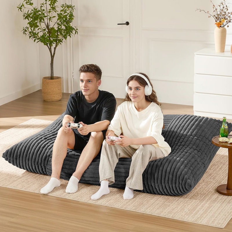 Corduroy Ergonomic Bean Bag, Ideal For Sharing Snacks At Home, Removable Cover, Suitable All Ages Large Bag Chair Relaxing In , Support, Machine - Washable, Flannelette