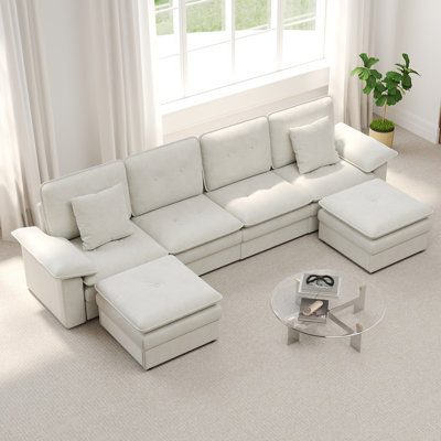 Ensemble de canapé modulaire en U, canapé-lit convertible avec 2 accoudoirs, 2 canapés centraux et 2 repose-pieds pour le salon