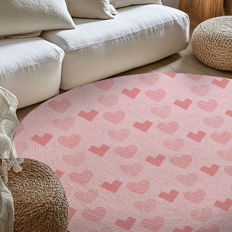 Tapis tressé romantique Heart-Packed, Rond 5 pi