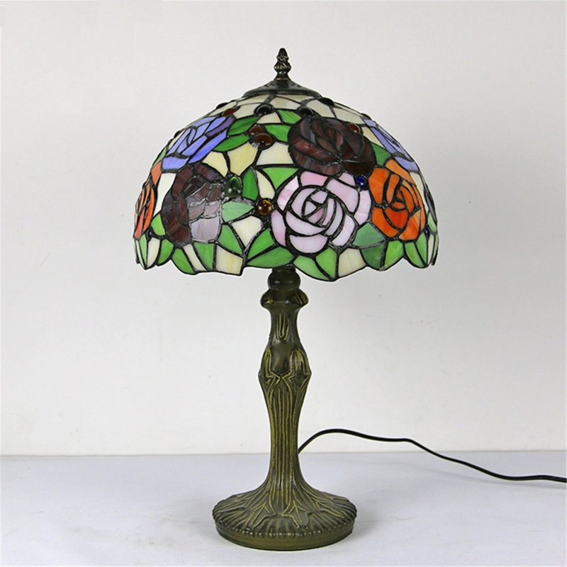 Clorise Tiffany Style Torchiere Lamp Rose Flower