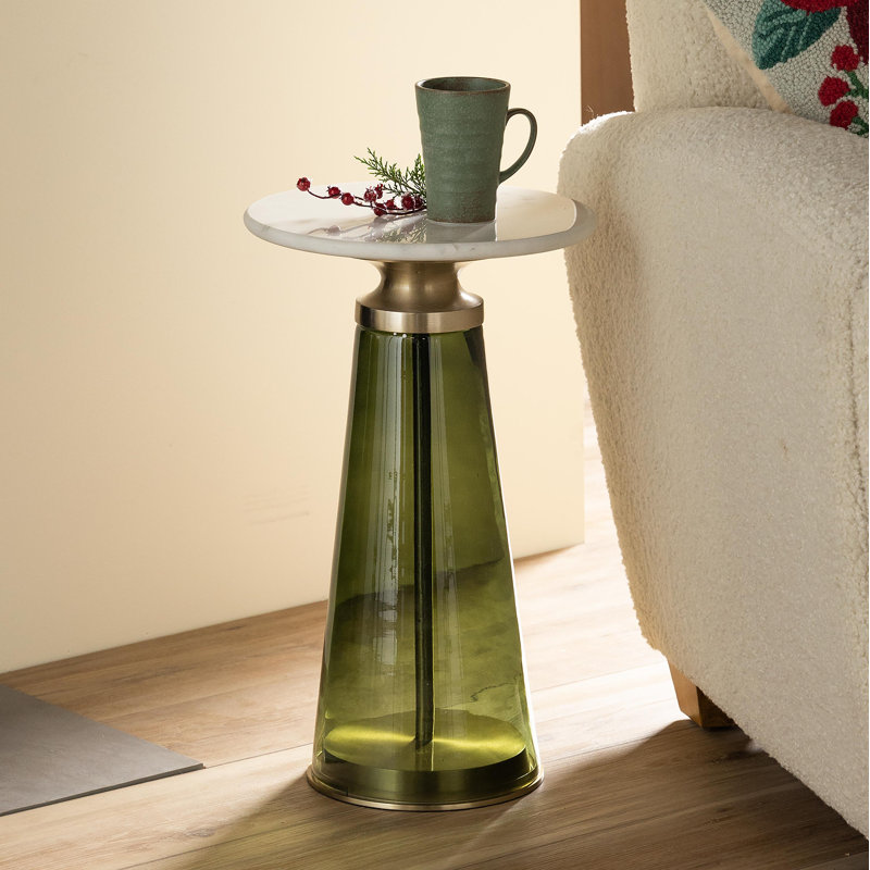 Table de bout Jacouline, Blanc, Vert
