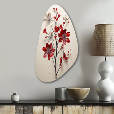 Ginsburg - Minimalism Unique Shape Metal Wall Decor, Red Asymmetrical Metal Art Print
