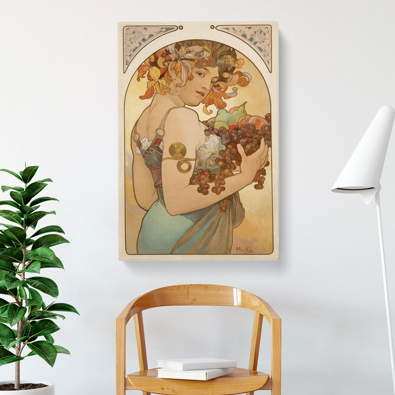 Fruit by Alphonse Mucha - Wrapped Canvas, 76cm H x 50cm W x 3cm D