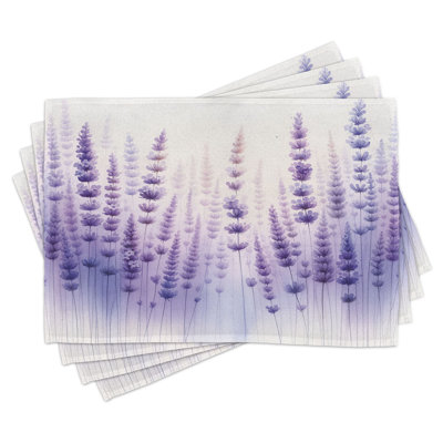 Polyester Blue Violet Ivory Rectangle Placemat